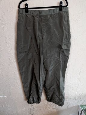 GapFit Olive Cargo Parachute Track Pants with Drawstring Hem